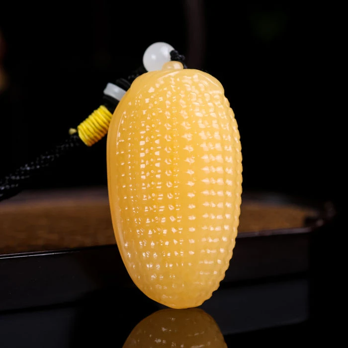 天然玉米手把件黄色硕果累累挂件把玩件吊坠玉石摆件