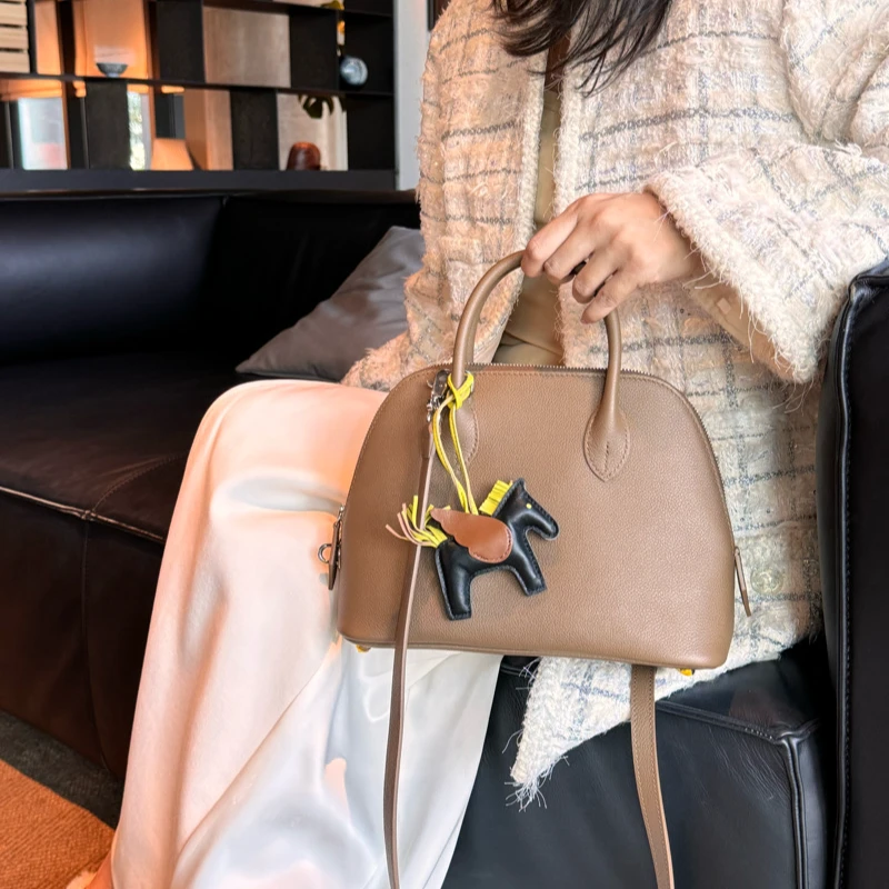 半手工自制Evercolor头层小牛皮Bolide保龄球中号贝壳包