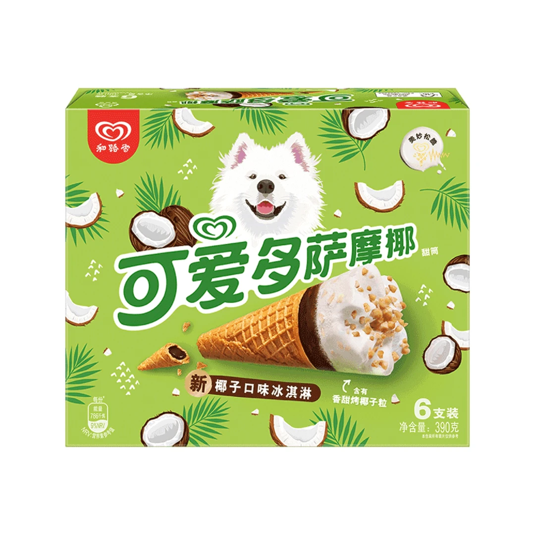 Walls/和路雪 可爱多椰子口味冰淇淋 390g(65g*6)雪糕小时达雪糕同城送雪糕同城配