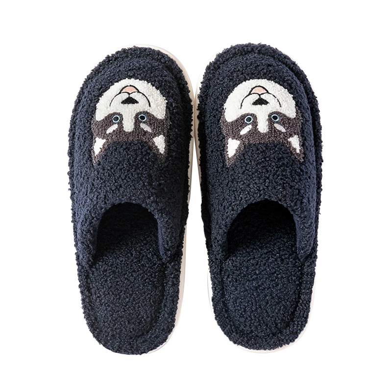 地板泰迪绒男拖鞋 宝蓝 44-45码