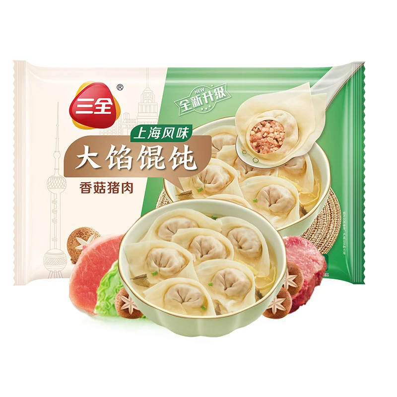 三全 香菇猪肉馄饨 500g（40只）/袋 汤头浓郁 皮薄不烂 早餐云吞/馄饨 沃尔玛小时达 同城配送