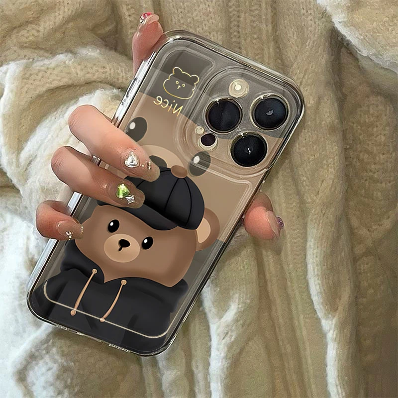 【专享0.01】可爱小熊苹果15手机壳iphone14promax简约13/12透明