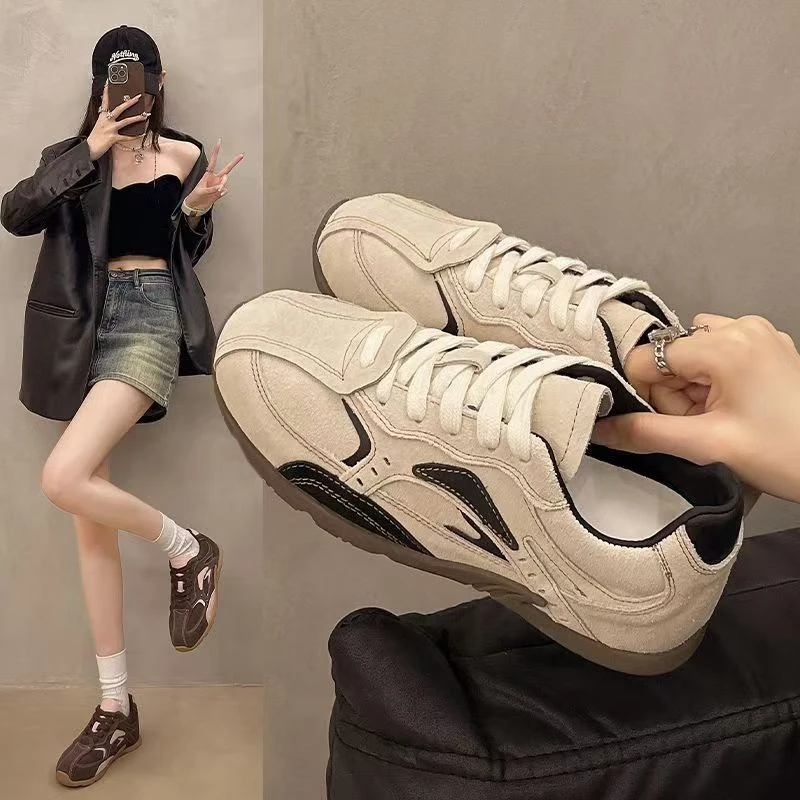 飞跃个性德训鞋女2025春新款轻便厚底休闲鞋百搭潮流减震运动鞋子