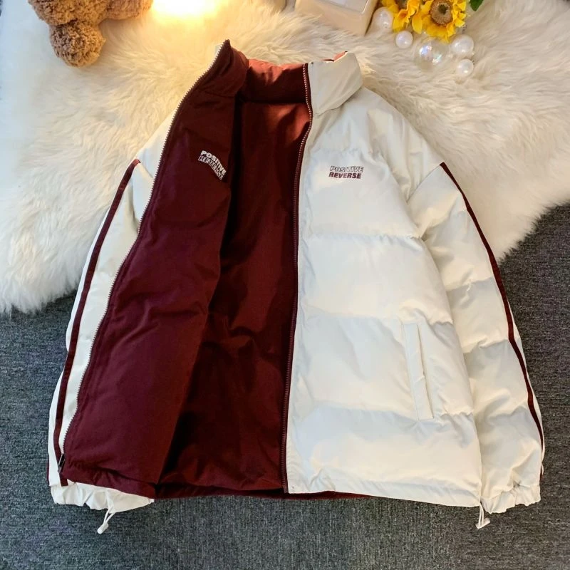 时尚两面穿棉服男款冬季潮牌港风二棉外套加厚棉衣冬装高级感棉袄