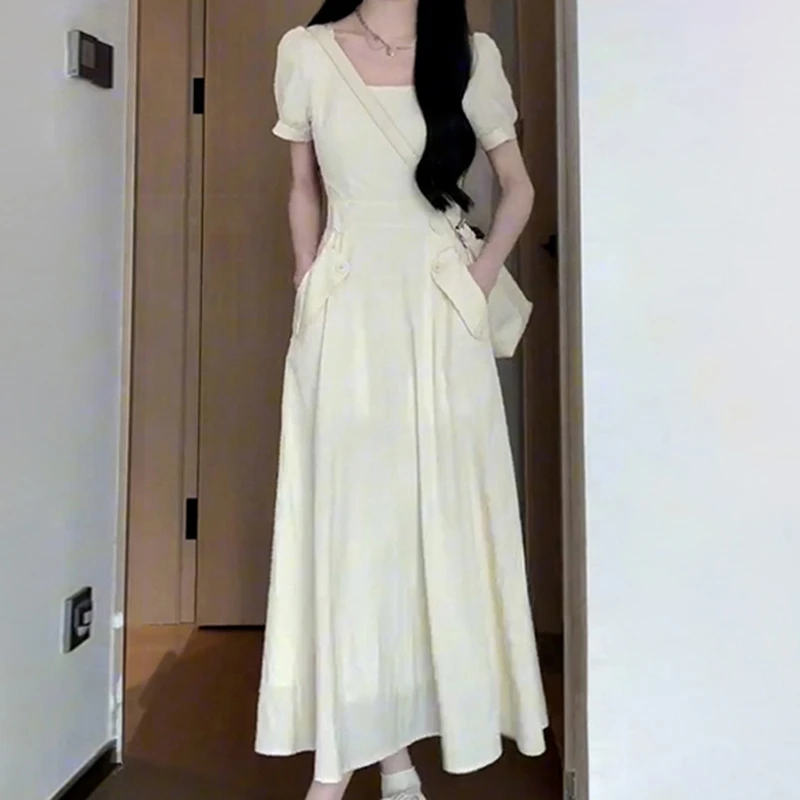 【密】Y【有内衬】温柔风法式白色连衣裙女夏季2025新款长裙子1585