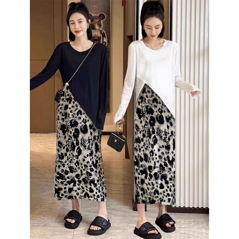 【大码】连衣裙女装碎花气质显瘦时尚套装B8308