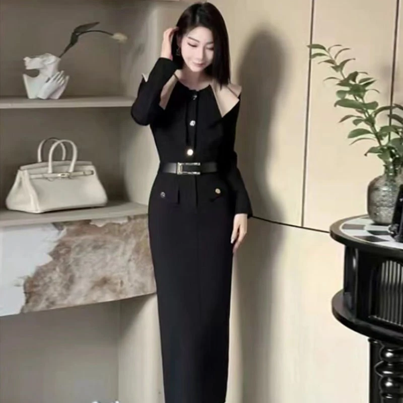 气质高级感收腰显瘦中长款连衣裙2025新款御姐风情万种裙子2930