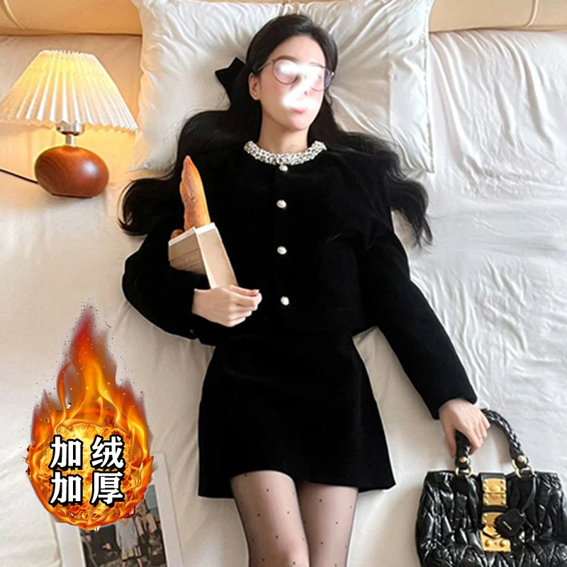 【两件套】富家千金赫本风法式上衣半身裙子两件套2316