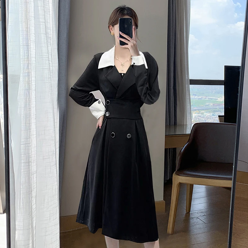 【TW】2025秋季新款一衣两穿连衣裙奢华高端女装洋气西装小黑裙1728