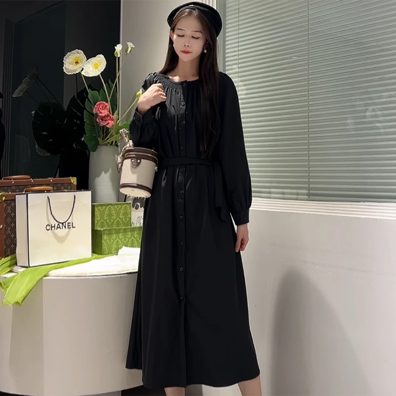 【PJ】法式轻奢2025秋季新款连衣裙长袖气质时尚显瘦裙子女1905