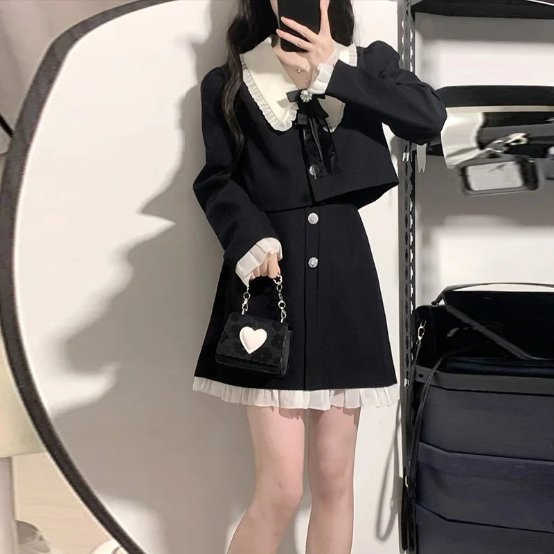 【GJ】【两件套】百褶西装2025年新春法式小个子甜美连衣裙子6536