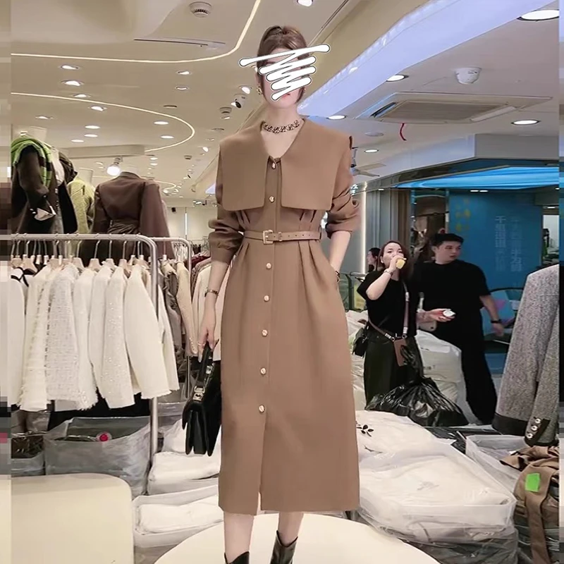 【送腰带】风衣外套连衣裙女高级感新款气质西装裙6108