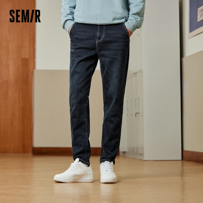 森马牛仔裤男冬季年轻时尚经典简约舒适长裤潮流日常锥形裤子【S】