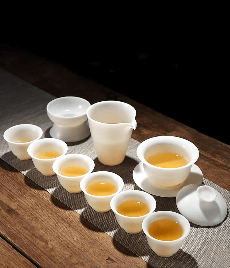 德化素烧羊脂白玉瓷茶具套装（一套带礼盒）