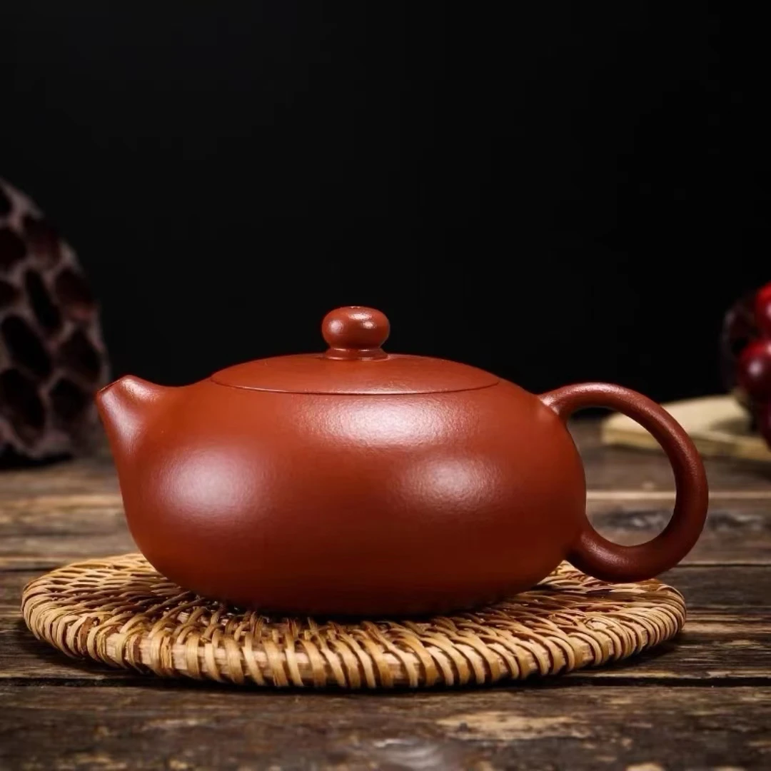 紫砂手工原矿朱泥大红袍扁西施茶壶-160ccA22