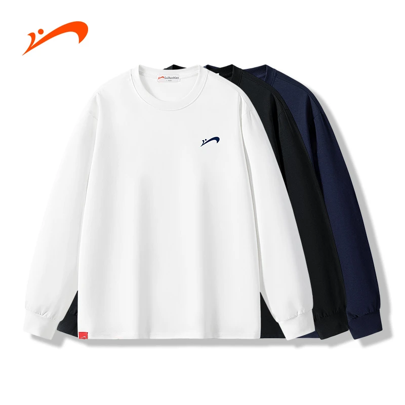 贵人鸟秋冬新款情侣长袖休闲舒适百搭圆领时尚纯色长袖套头衫