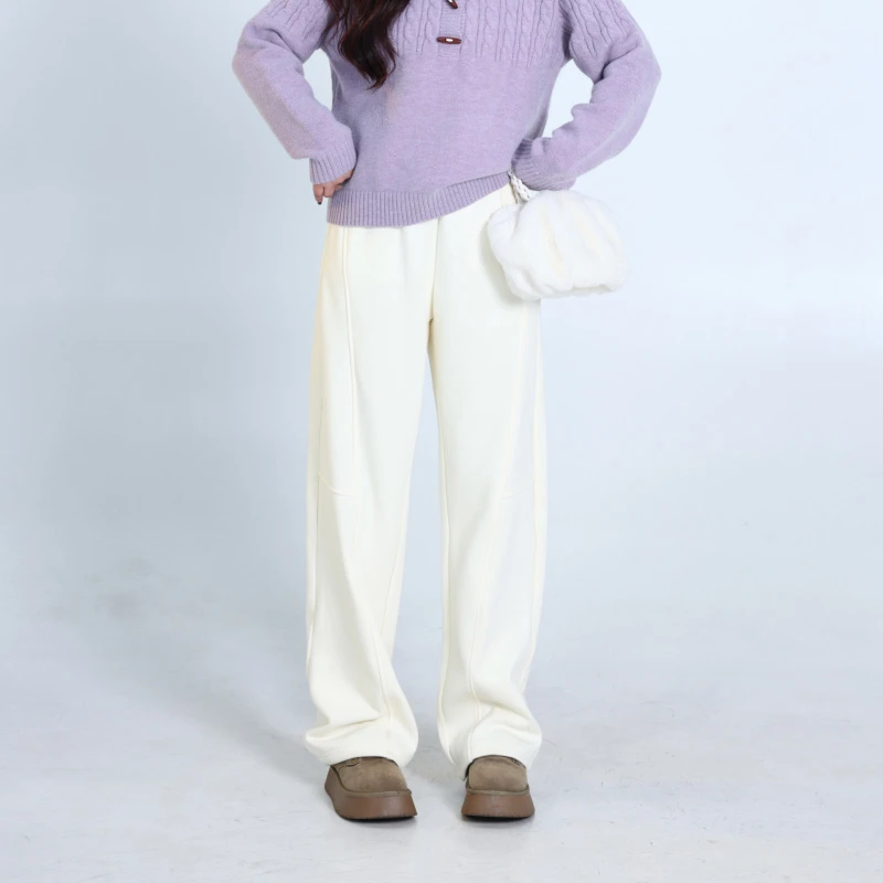 念念&李潇洒【香椰奶酪】微胖大码女秋冬气质百搭显瘦加绒休闲裤