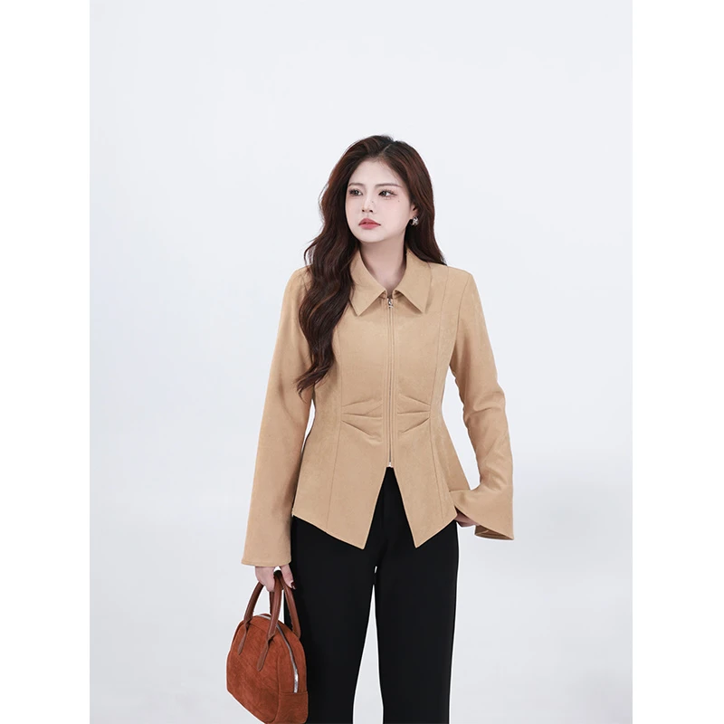 QC李潇洒【焦糖摩卡】微胖大码女冬季百搭时尚设计感长袖衬衫