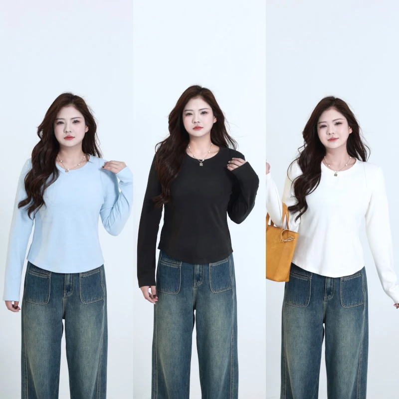 念念&李潇洒【百搭神器】微胖大码女秋冬磨毛修身长袖内搭T恤上衣