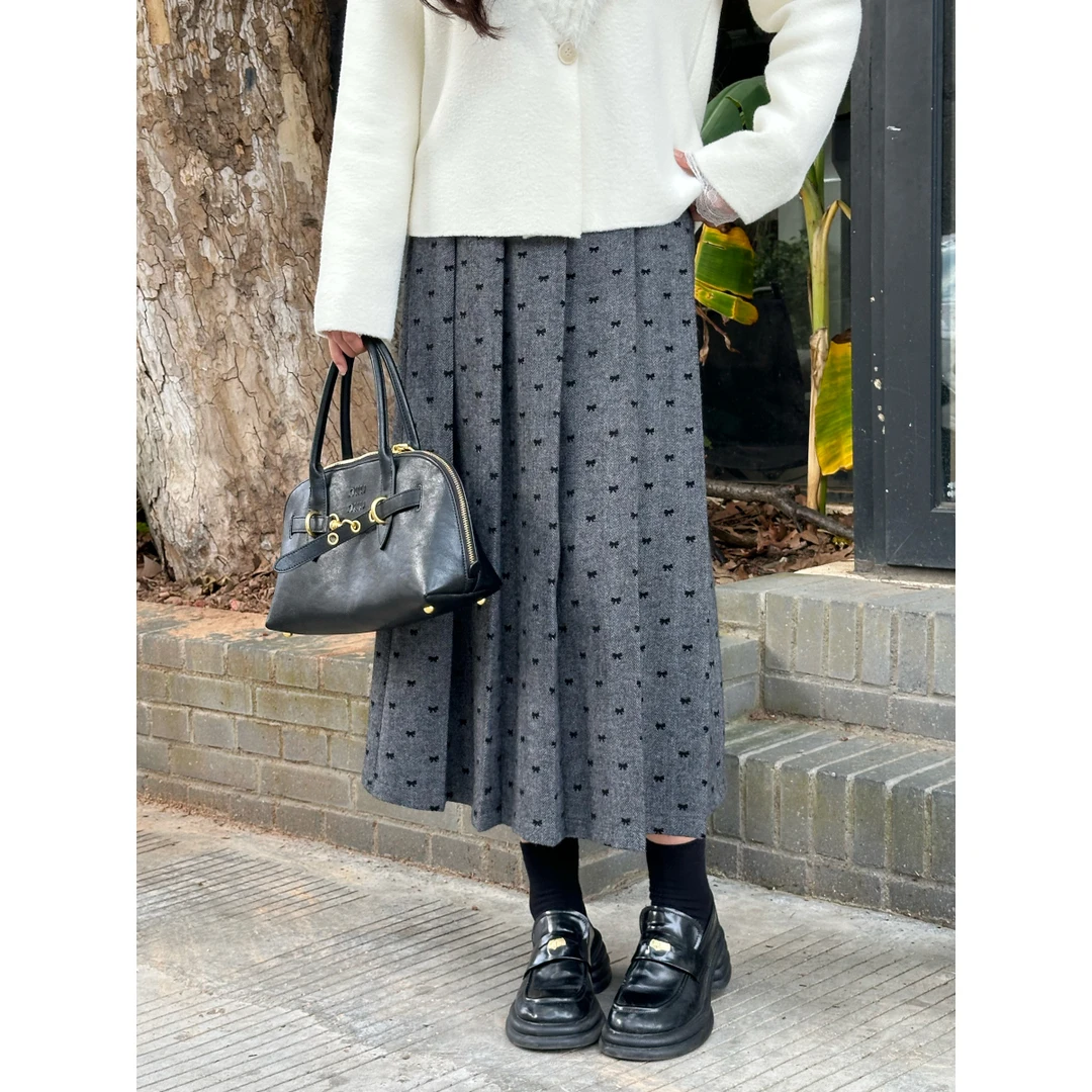 QC李潇洒【赫拉小姐】微胖格蕾系高腰皮袢扣减龄百褶半裙XS410A02