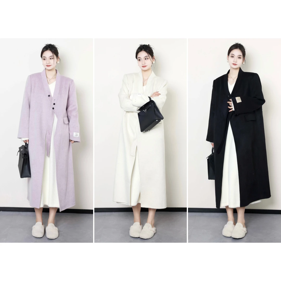 QC李潇洒微胖大码女装冬季气质保暖双面呢XSL3308