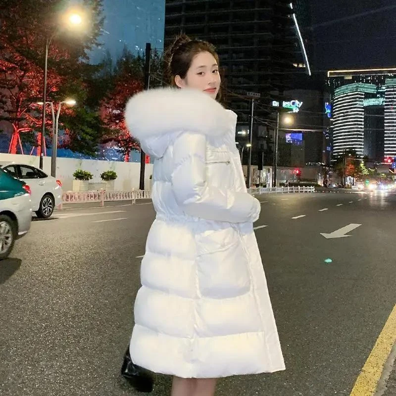 秋冬白鸭绒2023冬新款高档免洗小个子白色羽绒服女中长款收腰保同