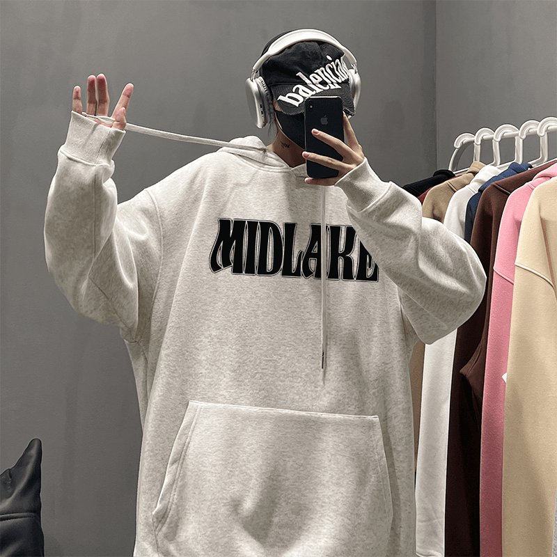 韶安 重磅卫衣连帽男款美式复古hiphop春秋季新款宽松印花休闲情侣外套