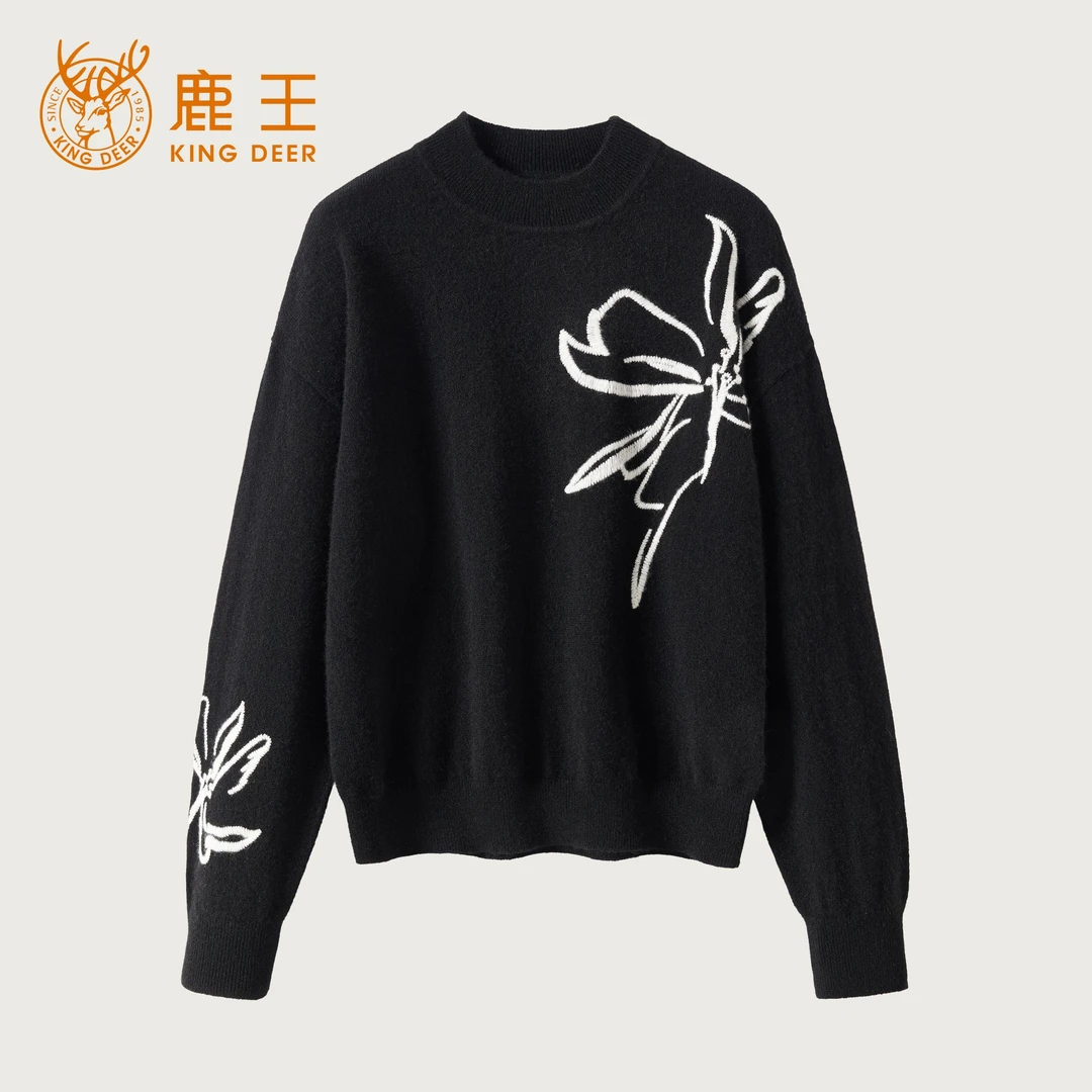 King Deer/鹿王2025春秋新款秋冬针织保暖休闲圆领羊绒衫L804310