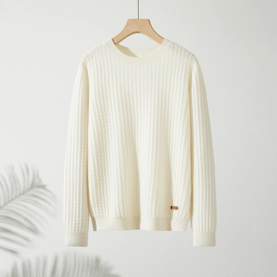 King Deer/鹿王秋冬时尚显瘦百搭宽松圆领套头羊绒衫L804144