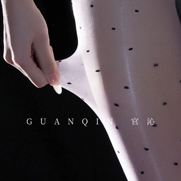 官沁「波点」极光T裆油亮丝滑丝袜无痕超薄性感网红带脚型连裤袜