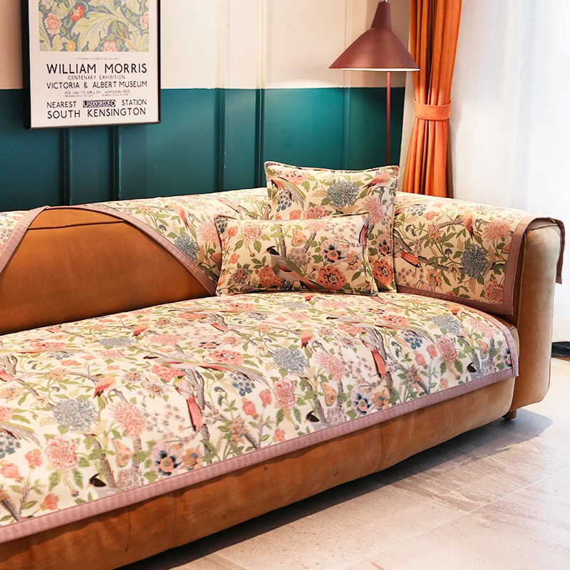 【百卉千葩】雪尼尔沙发垫子四季通用高端高档皮沙发套罩巾坐垫盖布