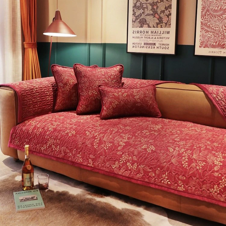 【喜庆款】短毛绒沙发垫防滑皮布艺时尚简约现代坐垫真皮高档加厚