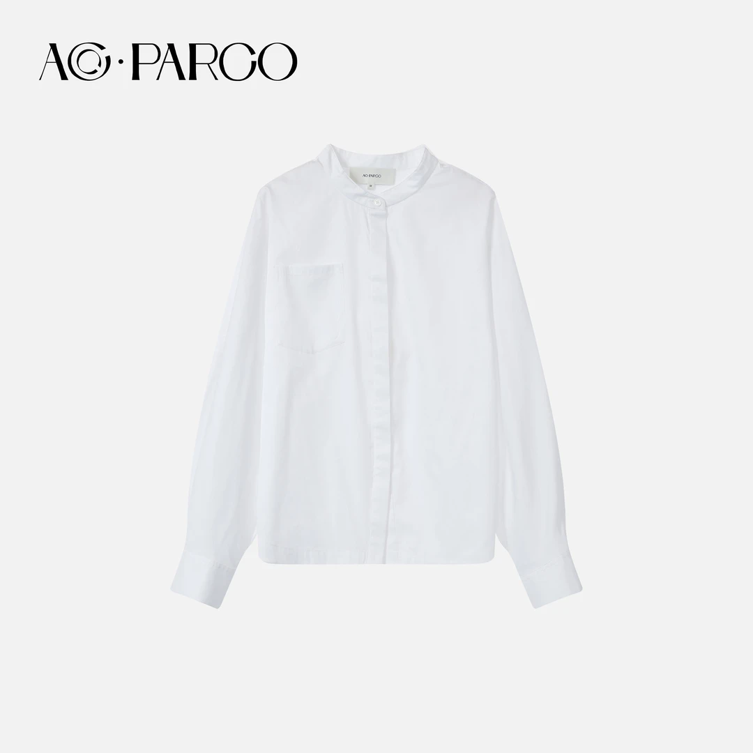 ACC PARCO 静香留白 一片式立体弧型 收腰气质極简丝棉白衬衫