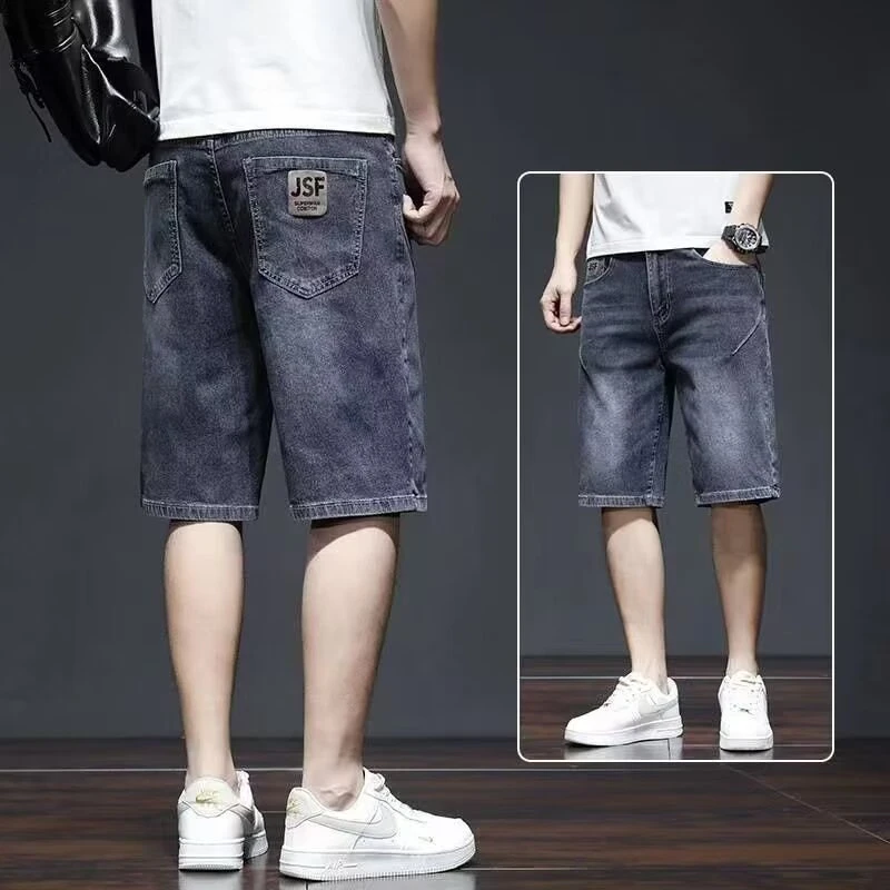 美式复古百搭休闲短裤夏季垂坠设计感松紧裤腰牛仔裤潮