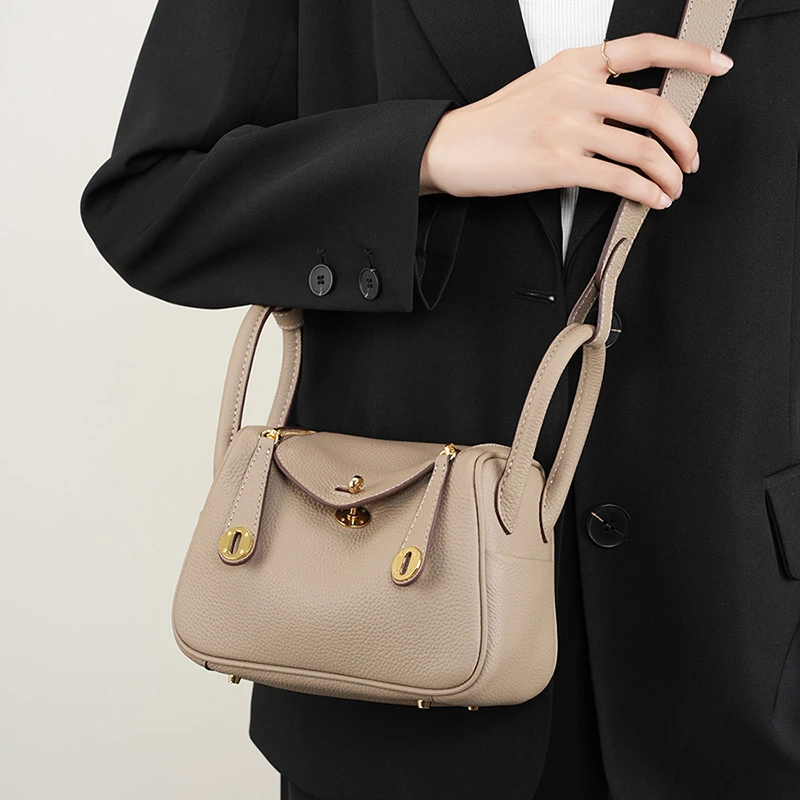 头层牛皮琳迪包mini真皮ins单肩斜挎包枕头包百搭lindy小包医生包