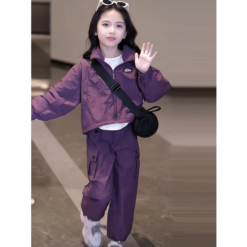 巴拉扣扣女童套装春秋款2025新款洋气儿童时髦秋季女孩工装休闲两