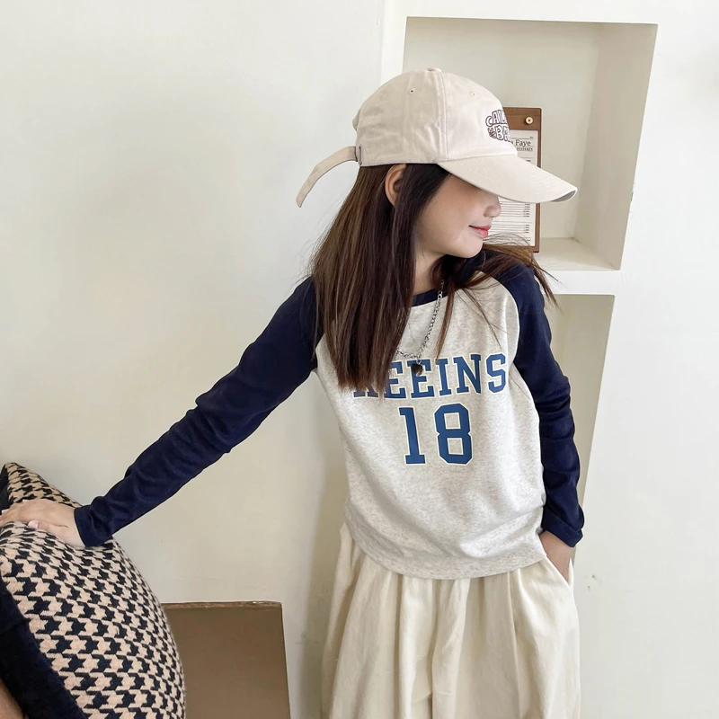 巴拉扣扣女童长袖T恤2025秋装新款儿童洋气时髦打底衫中大童春秋