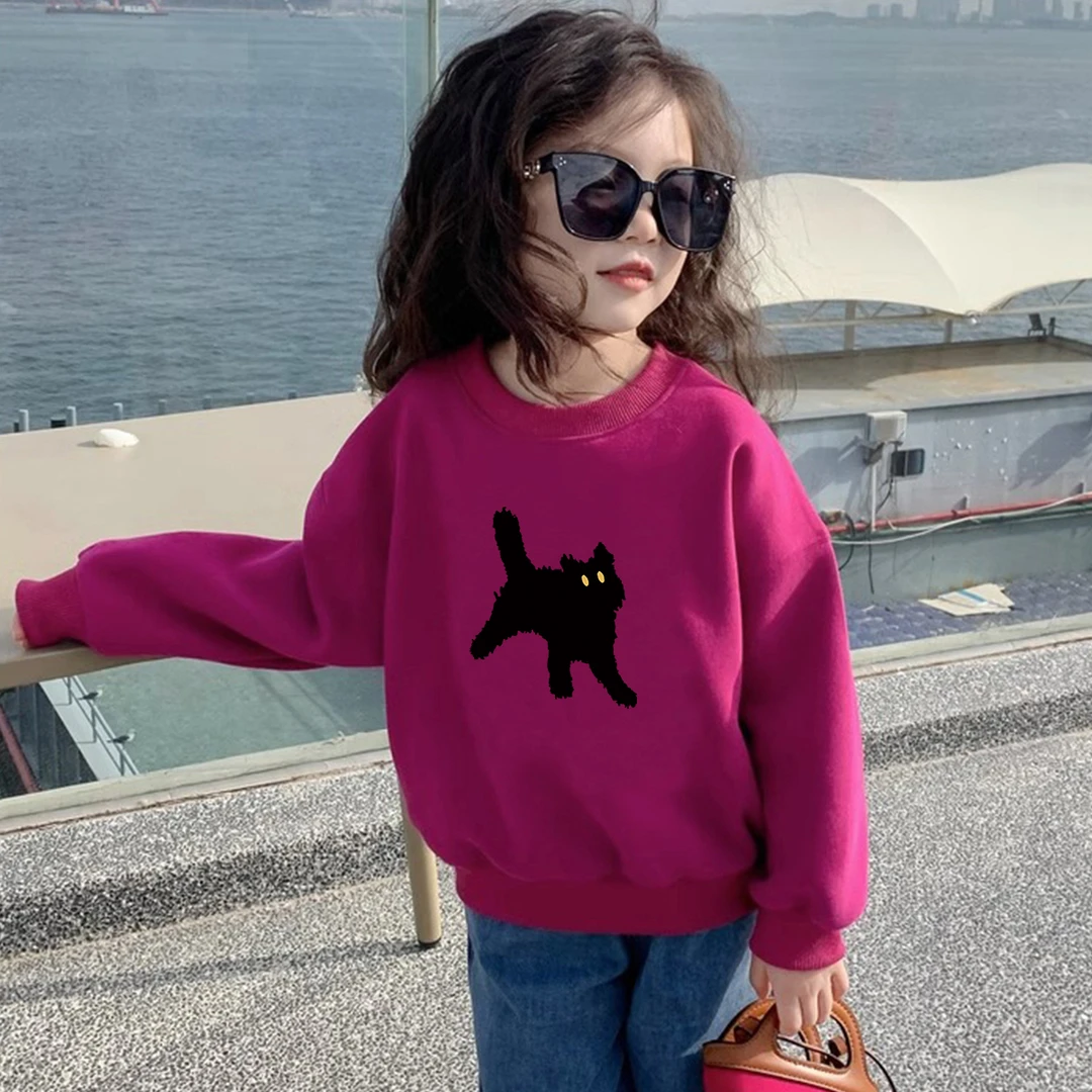 巴拉扣扣女童长袖卫衣2025春秋新款儿童圆领套头上衣小女孩卡通加