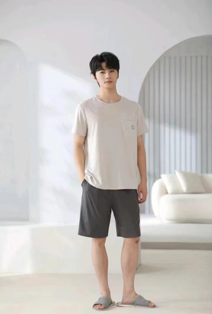 【D201-250】男士短袖短裤长裤拉架棉爽棉睡衣家居服套装清货品牌