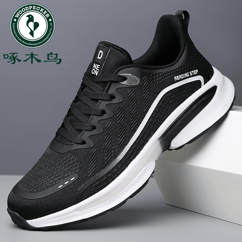 啄木鸟2024夏季透气网面运动鞋男跑步鞋舒适软底防滑休闲鞋子男