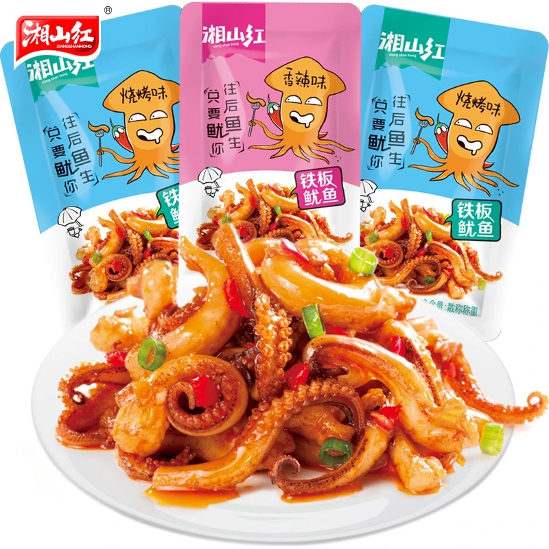铁板鱿鱼丝正宗鱿鱼仔香辣味鱿鱼须片仔麻辣海鲜即食零食小吃美味