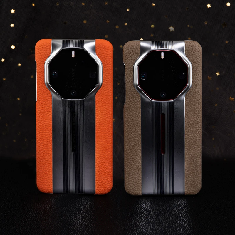 华为mate60rs手机壳真皮全包50RS超薄40RS保时捷商务防摔保护壳套