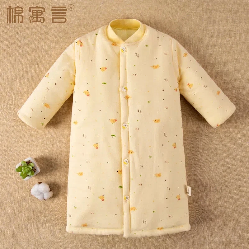 棉寓言纯棉加棉睡袍儿童加长加厚保暖家居袍男女宝睡裙秋冬睡袋