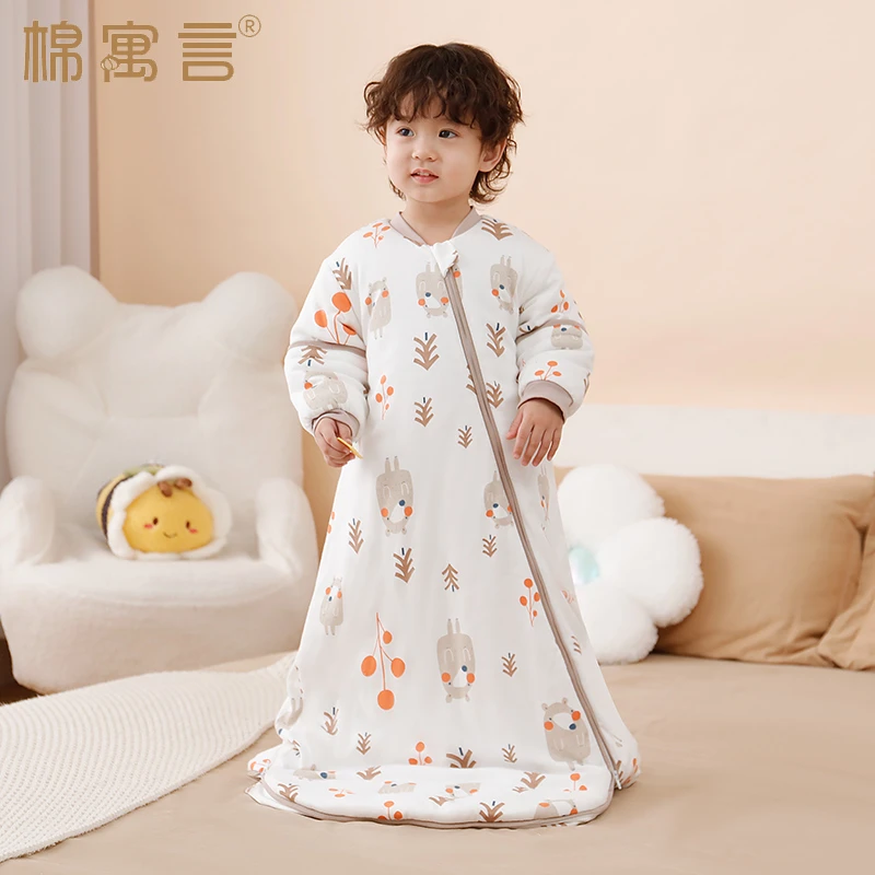 儿童男女宝宝四季通用防踢被睡袋加厚秋冬款新生婴儿加棉连体睡衣