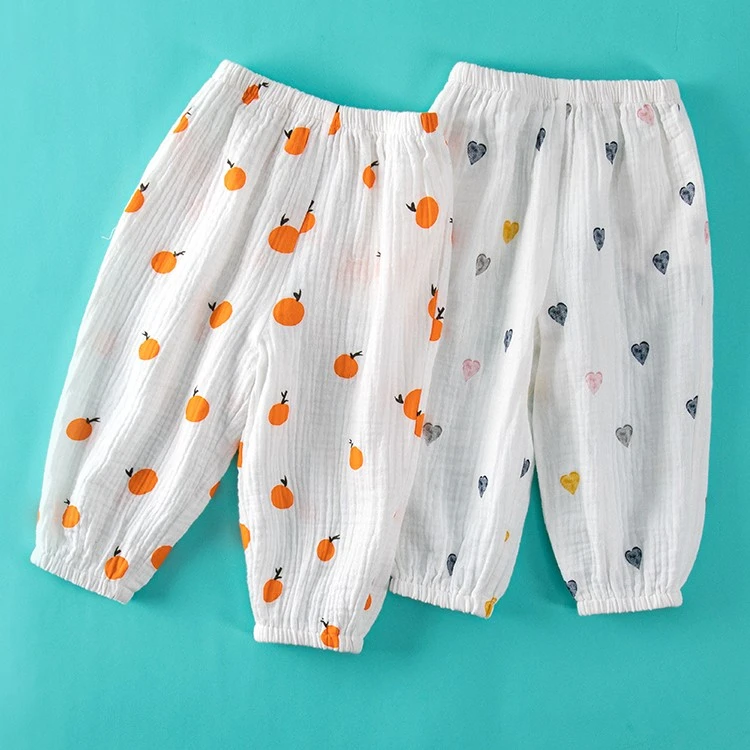 夏季男女宝宝防蚊裤薄款婴儿纯棉纱布空调长裤儿童家居休闲灯笼裤