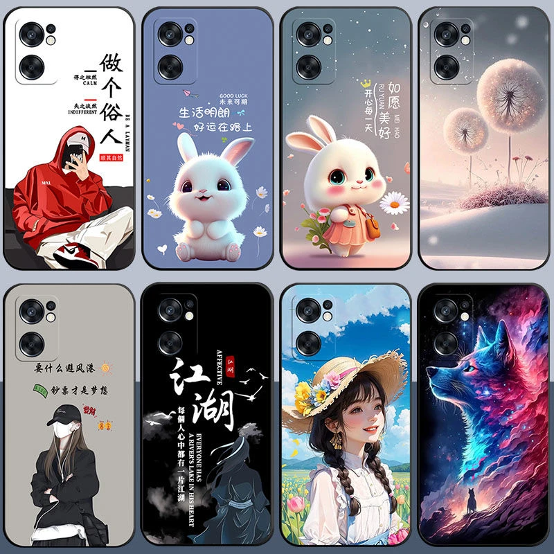 opporeno7se手机壳PFCM00硅胶软壳ins风防摔卡通全包边新款简约潮