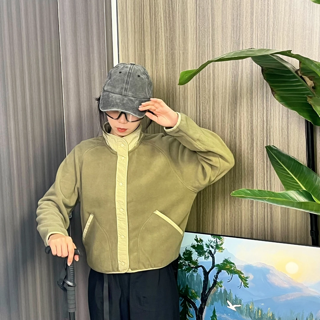 【ZEROONE】蕉家立秋冬季打底万粒绒防风保暖拼接打底开衫