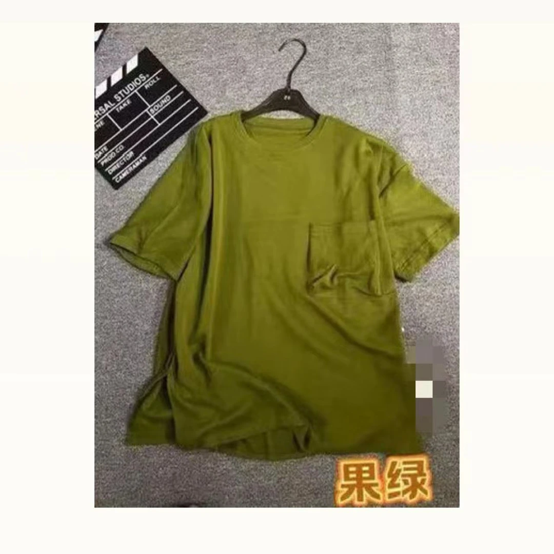【雪儿推荐】3132潮牌设计师时尚简约纯色带兜短袖上衣