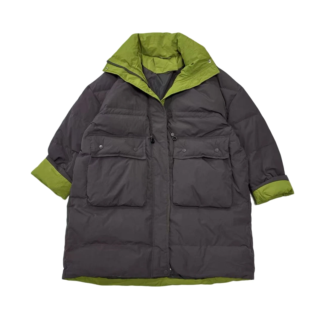 【娜娜推荐】G9901潮牌设计师冬季上衣简约纯色加厚加绒大版外套