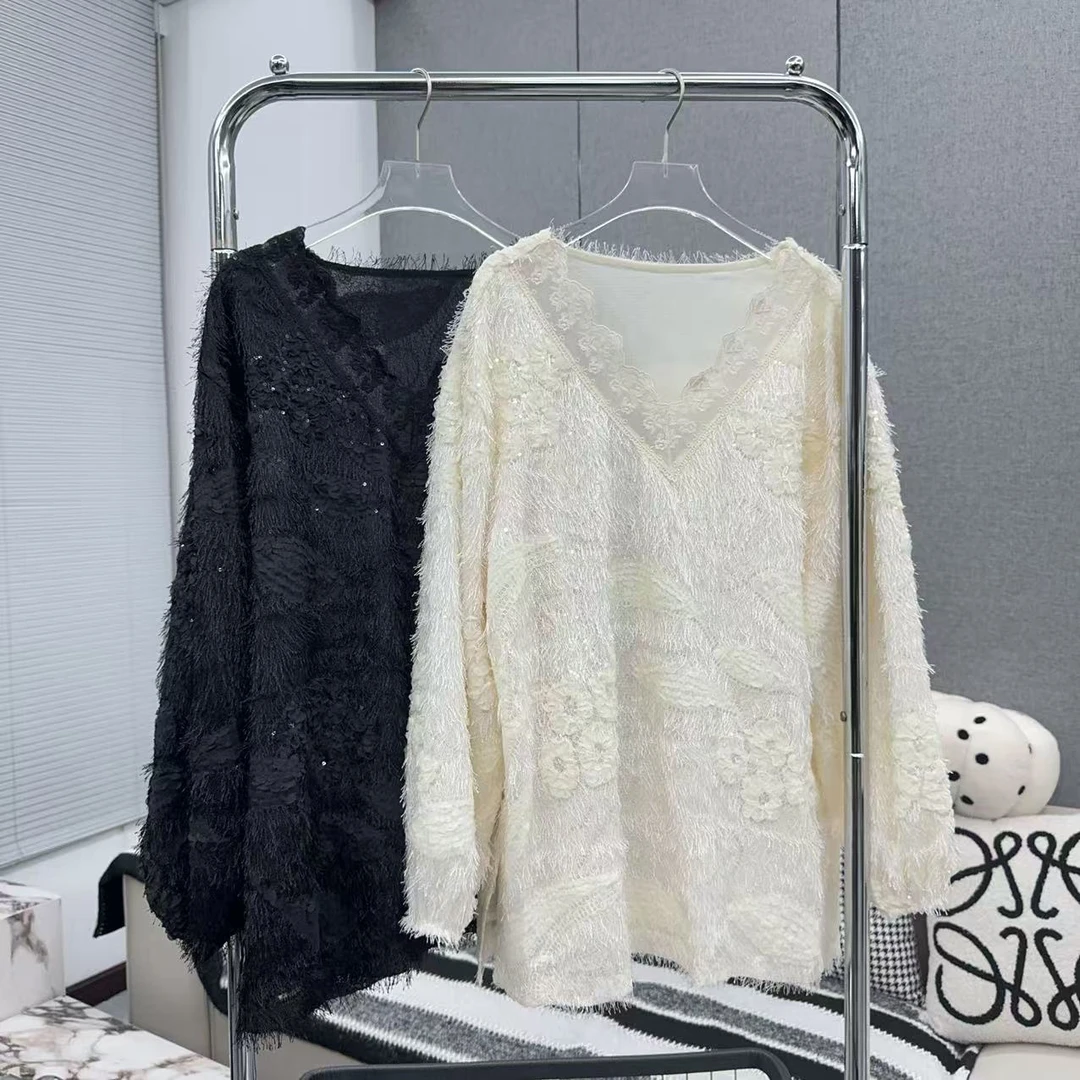 【娜娜推荐】1035-1潮牌设计师冬季上新纯色简约慵懒风少女感上衣